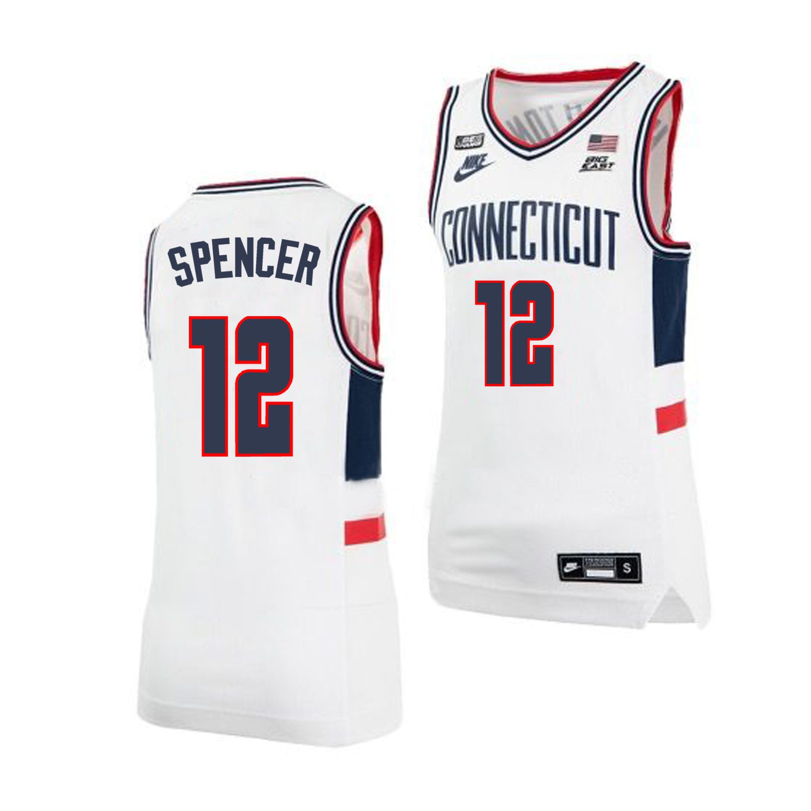 Men's #12 Cam Spencer UConn Huskies College Basketball Jersey