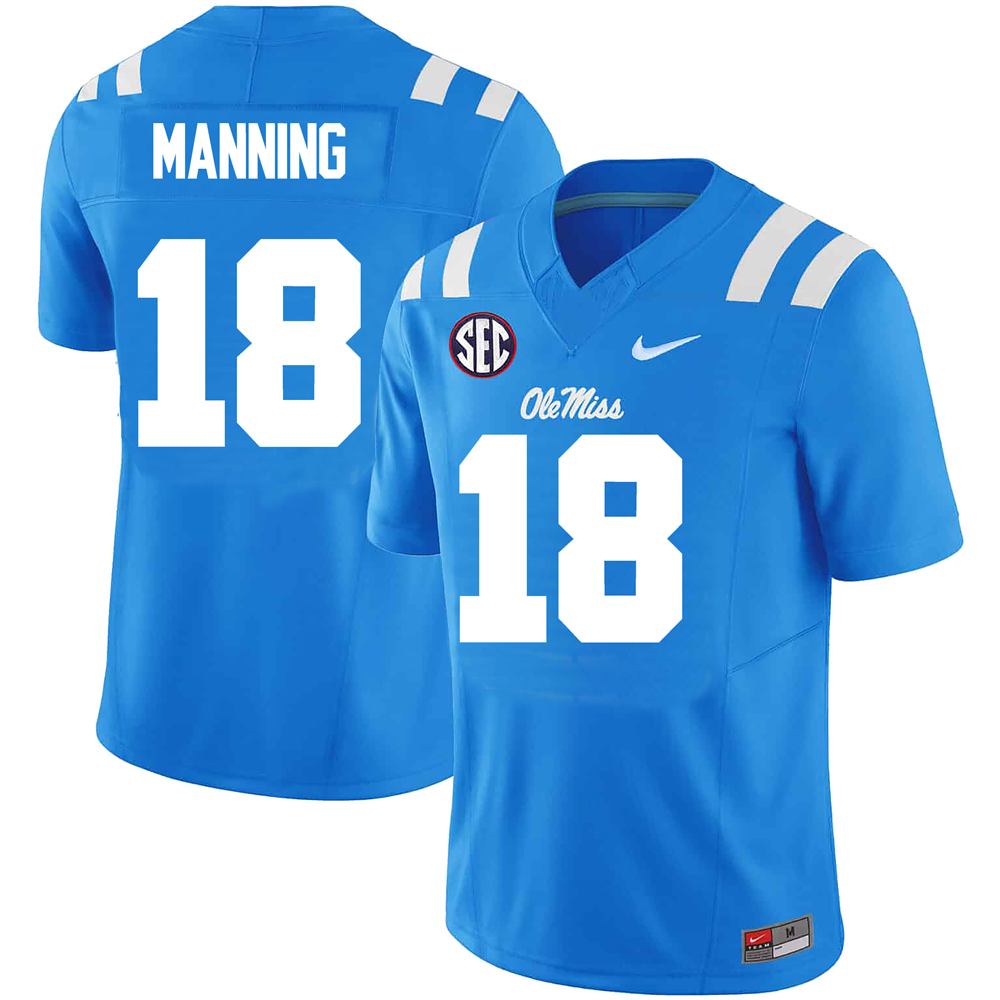 Men's #18 Archie Manning Ole Miss Rebels College Football Jersey