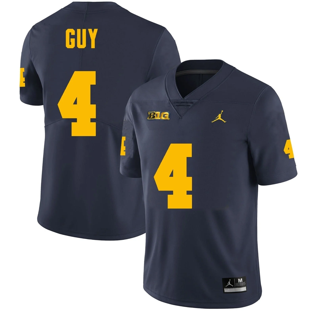 Men's #4 TJ Guy Michigan Wolverines College Football Jersey