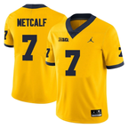 Men's #7 TJ Metcalf Michigan Wolverines College Football Jersey