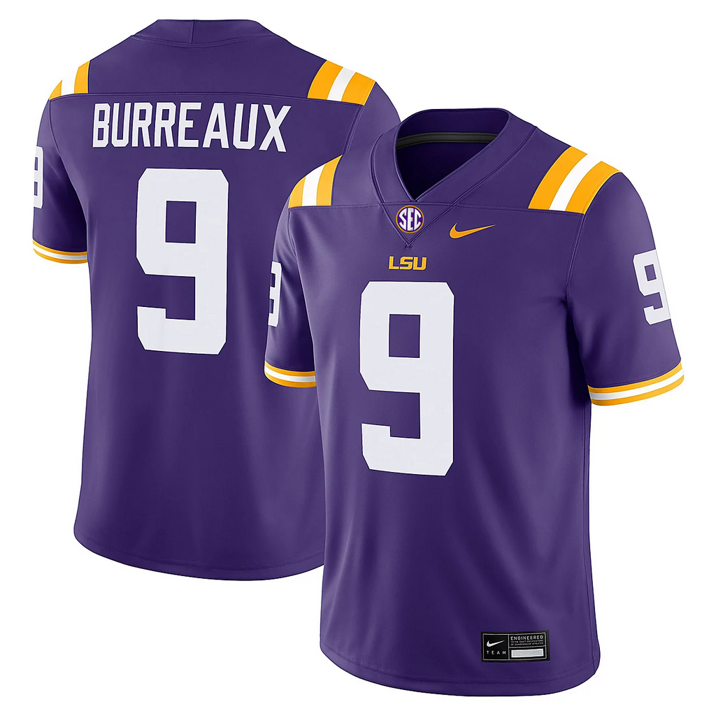 Men's #9 Joe Burreaux LSU Tigers College Football Jersey
