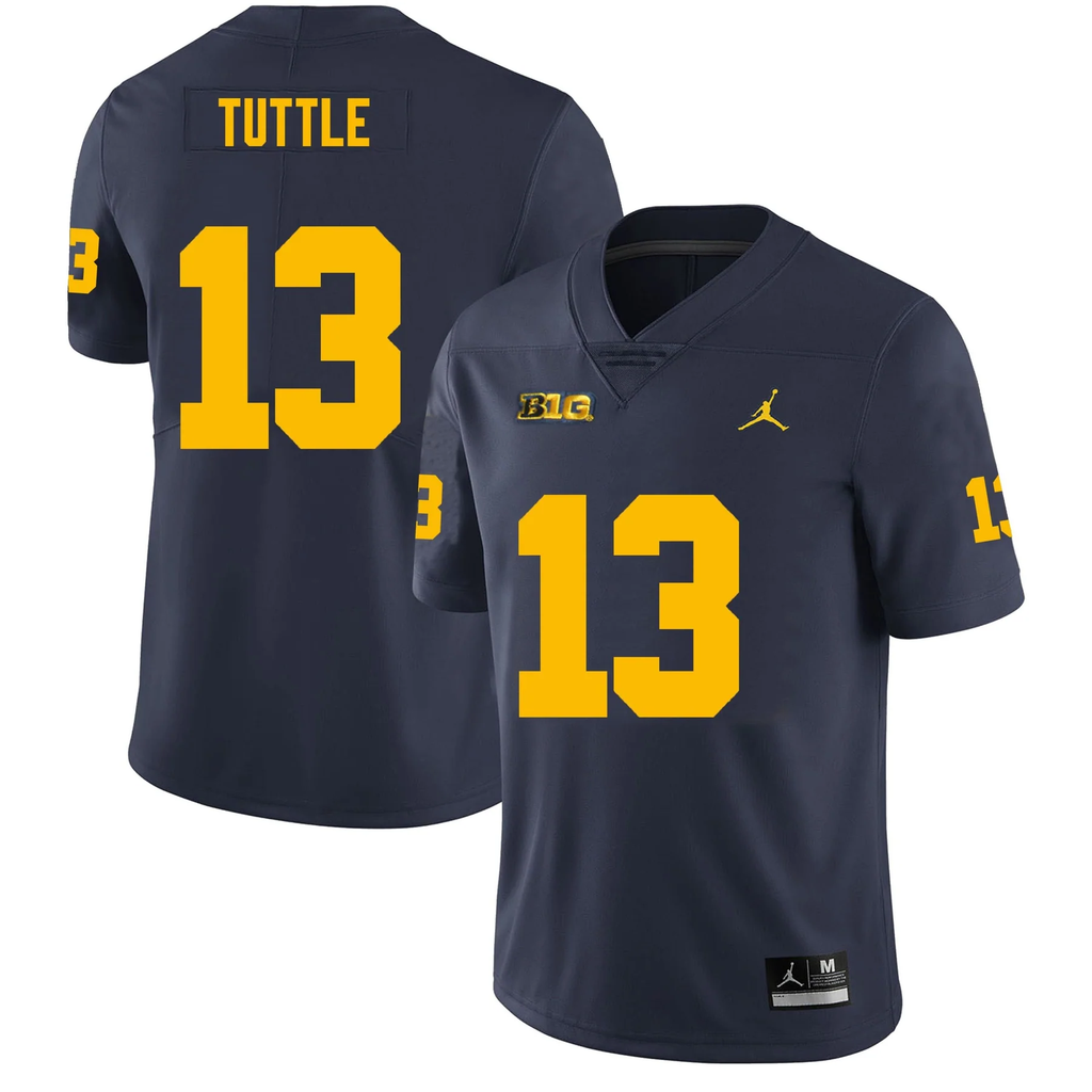 Men's #13 Jack Tuttle Michigan Wolverines College Football Jersey