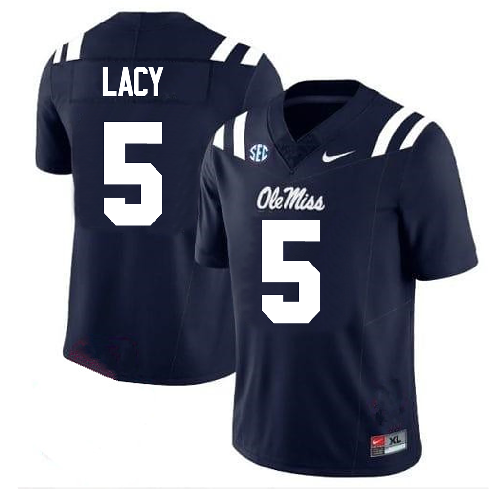Men's #5 Kewan Lacy Ole Miss Rebels College Football Jersey