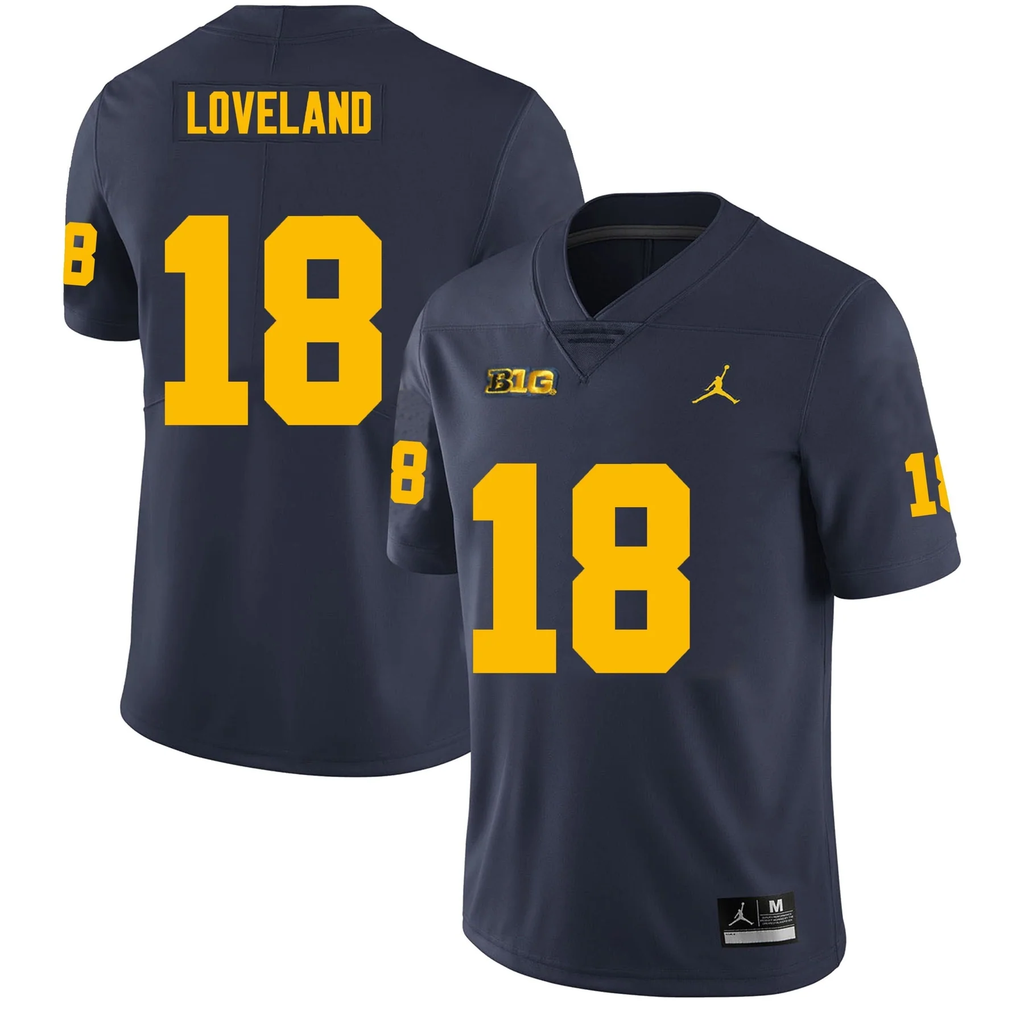 Men's #18 Colston Loveland Michigan Wolverines College Football Jersey