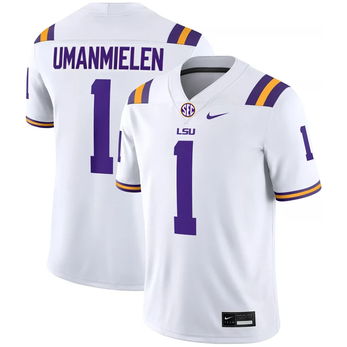 Men's #1 Princewill Umanmielen LSU Tigers College Football Jersey