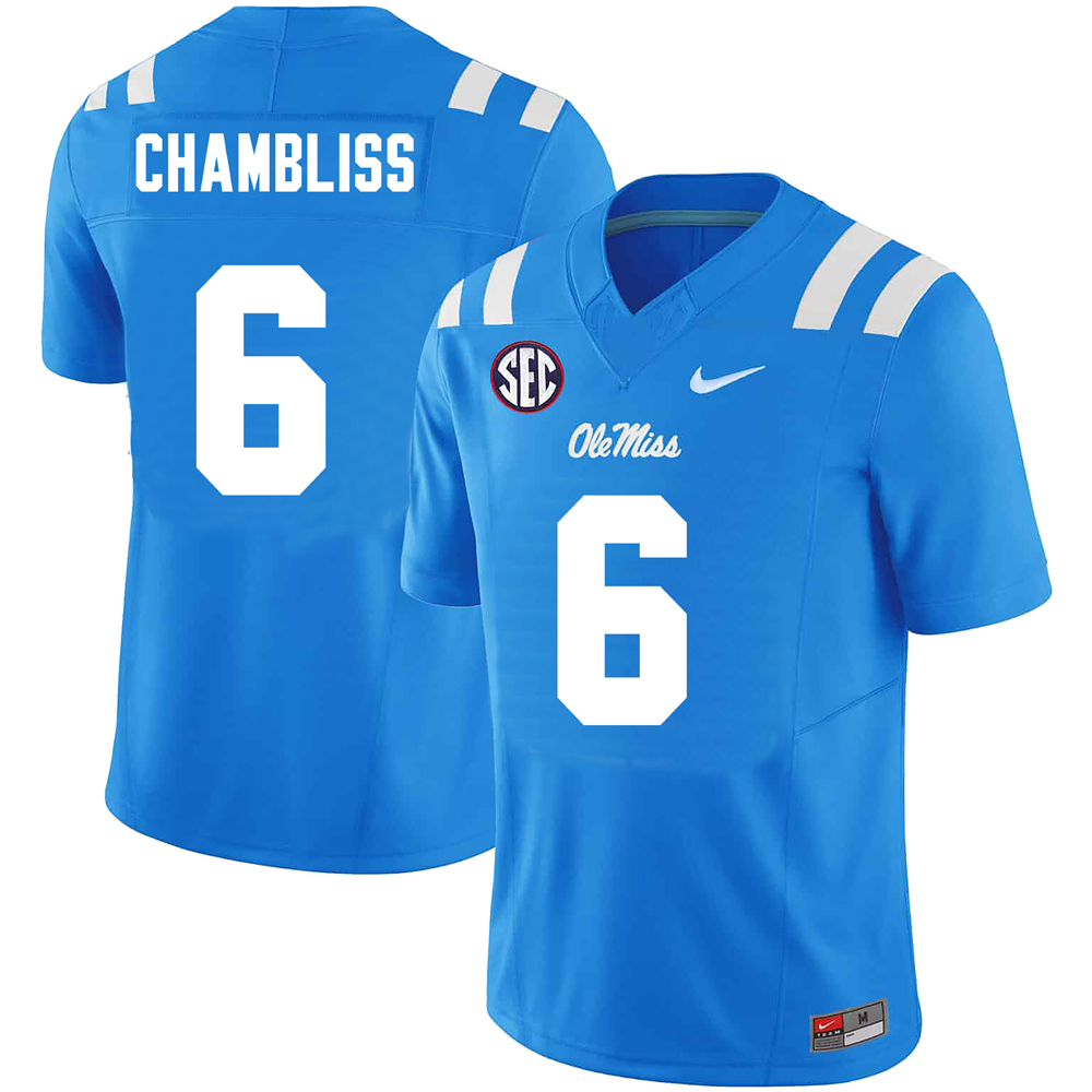 Men's #6 Trinidad Chambliss Ole Miss Rebels College Football Jersey