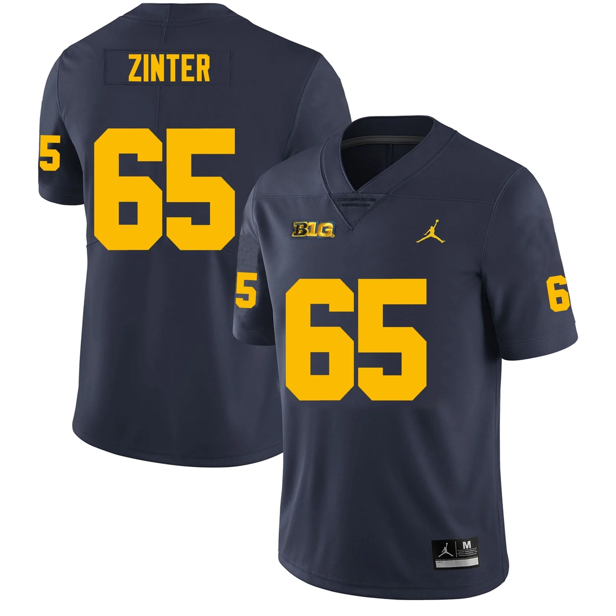 Men's #65 Zak Zinter Michigan Wolverines College Football Jersey