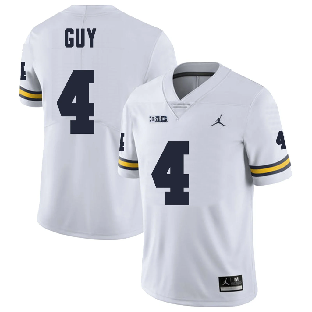 Men's #4 TJ Guy Michigan Wolverines College Football Jersey