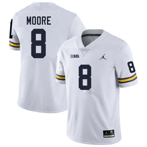 Men's #8 Derrick Moore Michigan Wolverines College Football Jersey