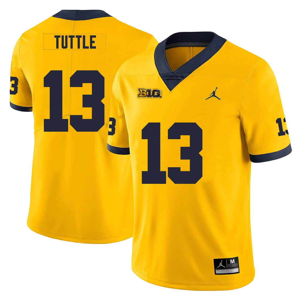Men's #13 Jack Tuttle Michigan Wolverines College Football Jersey
