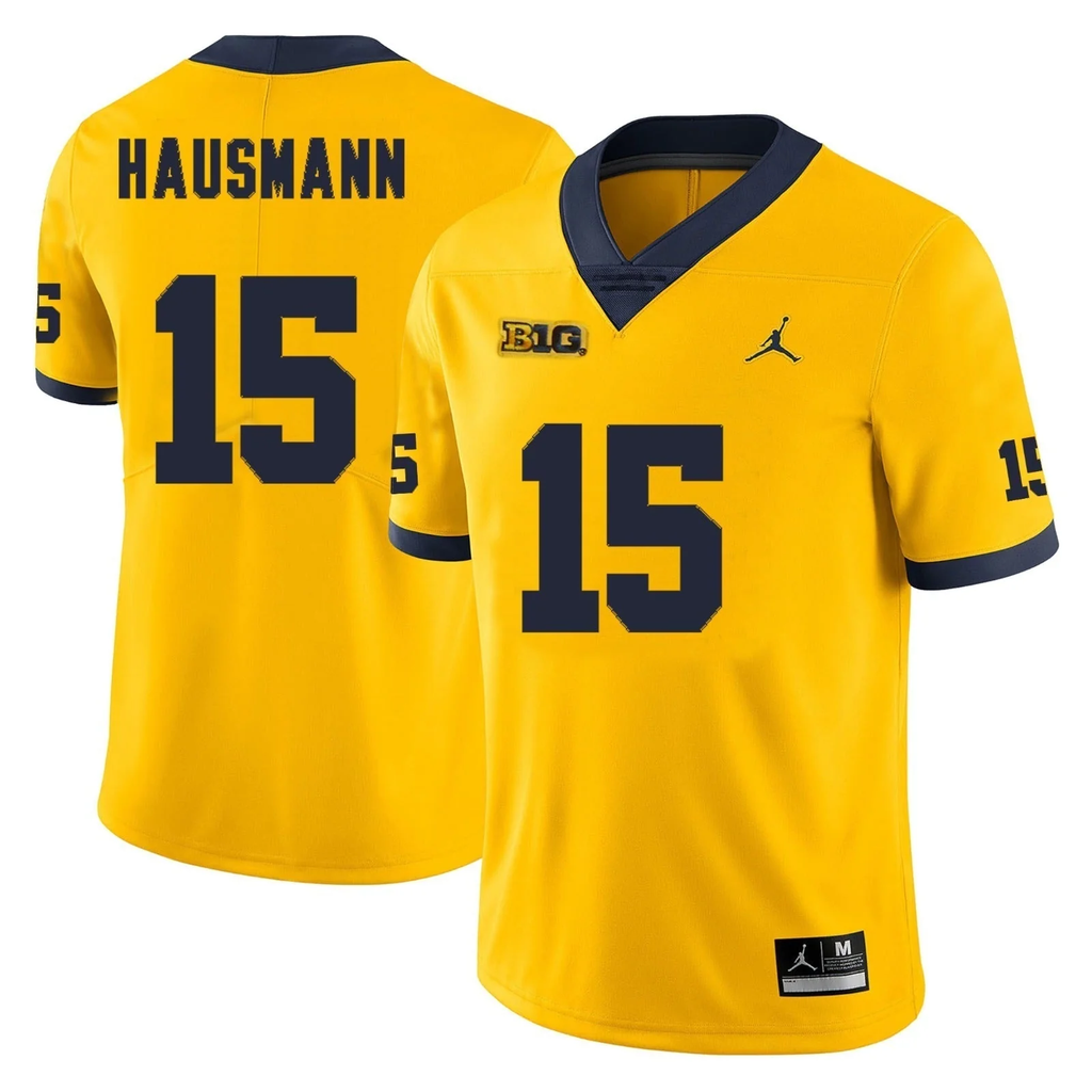 Men's #15 Ernest Hausmann Michigan Wolverines College Football Jersey