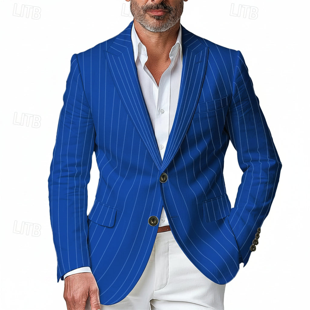 Men's British Plaid Slim Fit Two Button Blazer Jacket