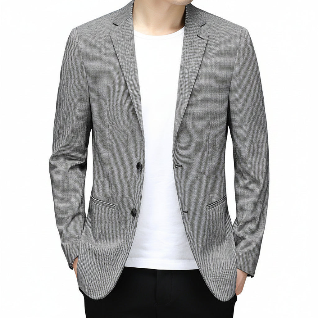 Men's Korean Plaid Slim Fit Non-Iron Suit Jacket
