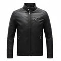 Men's Plus Velvet PU Leather Stand Collar Jacket