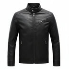 Men's Plus Velvet PU Leather Stand Collar Jacket