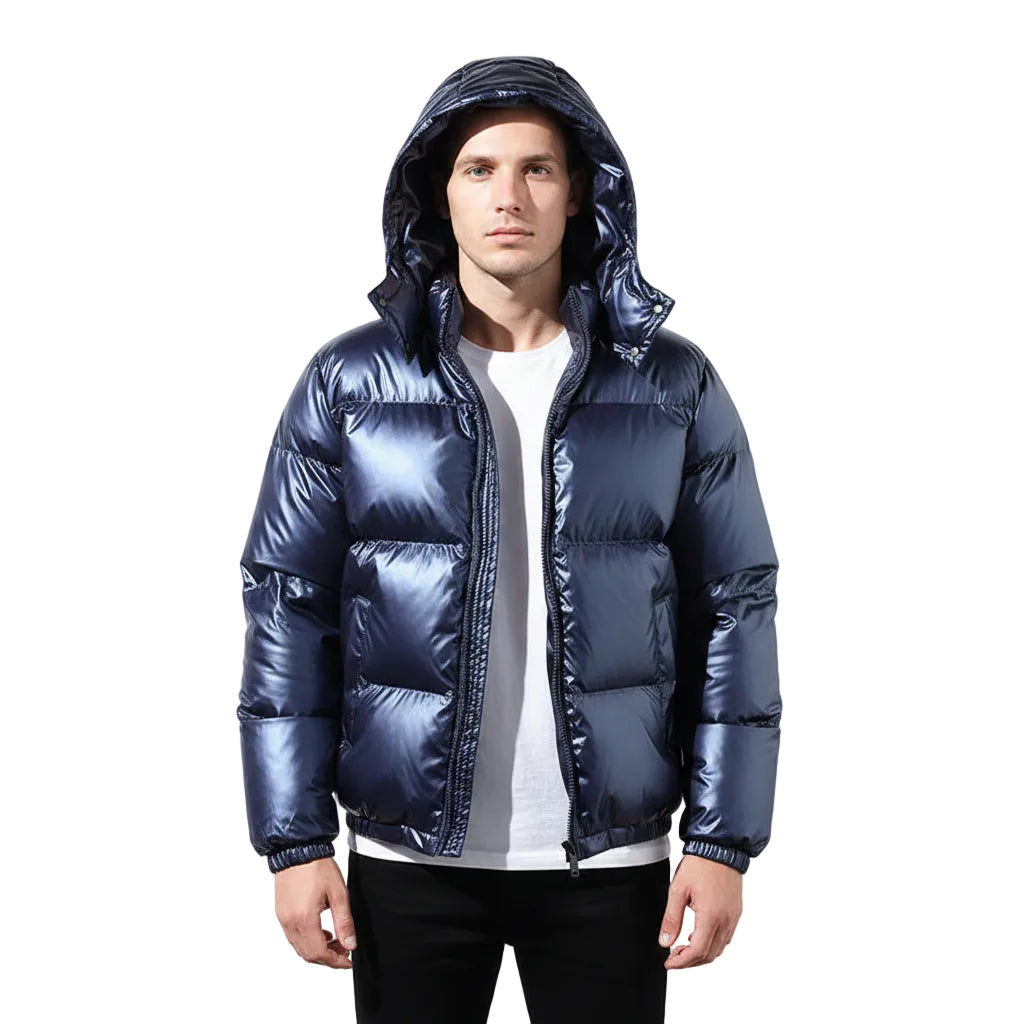 Men's Warm Cotton Color Block Cardigan Jacket