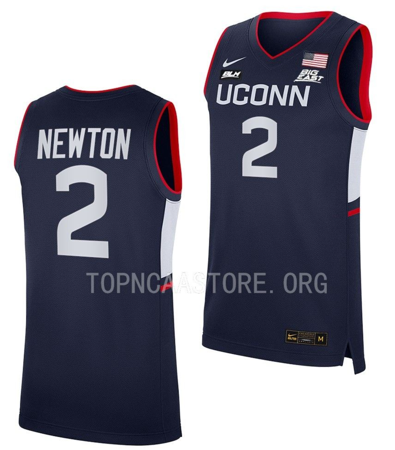 Men's #2 Tristen Newton UCONN Huskies College Basketball Jersey