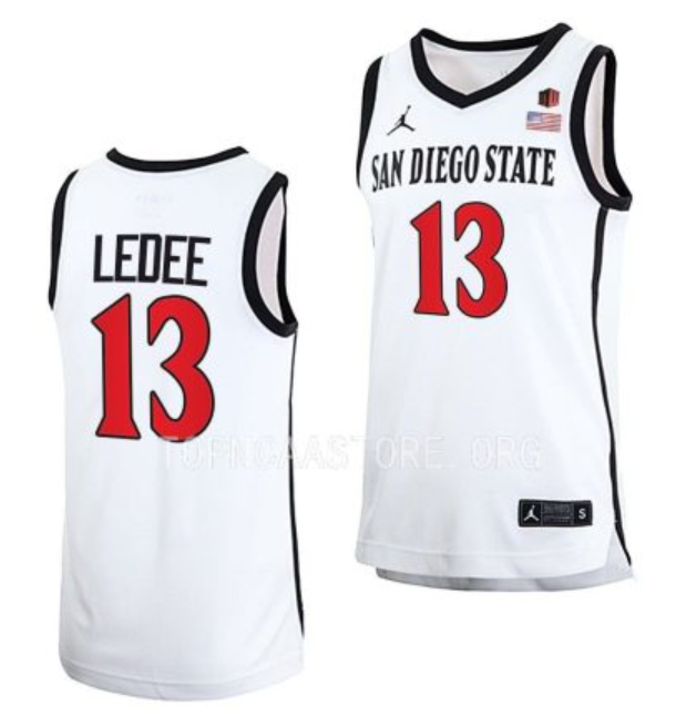 Men's #13 Jaedon LeDee San Diego State Aztecs College Basketball Jersey