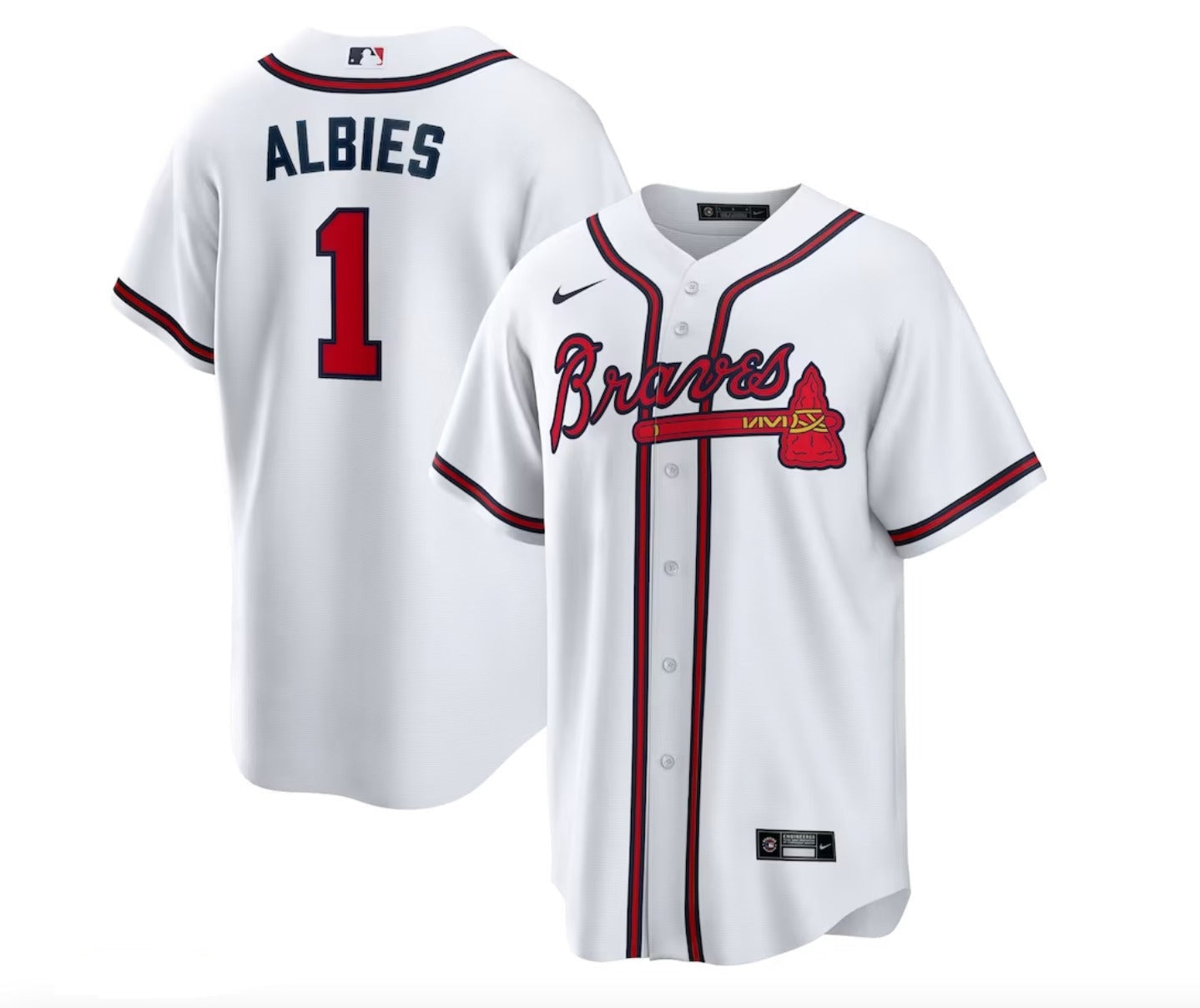 Men's Atlanta Braves #1 Ozzie Albies Baseball Jersey