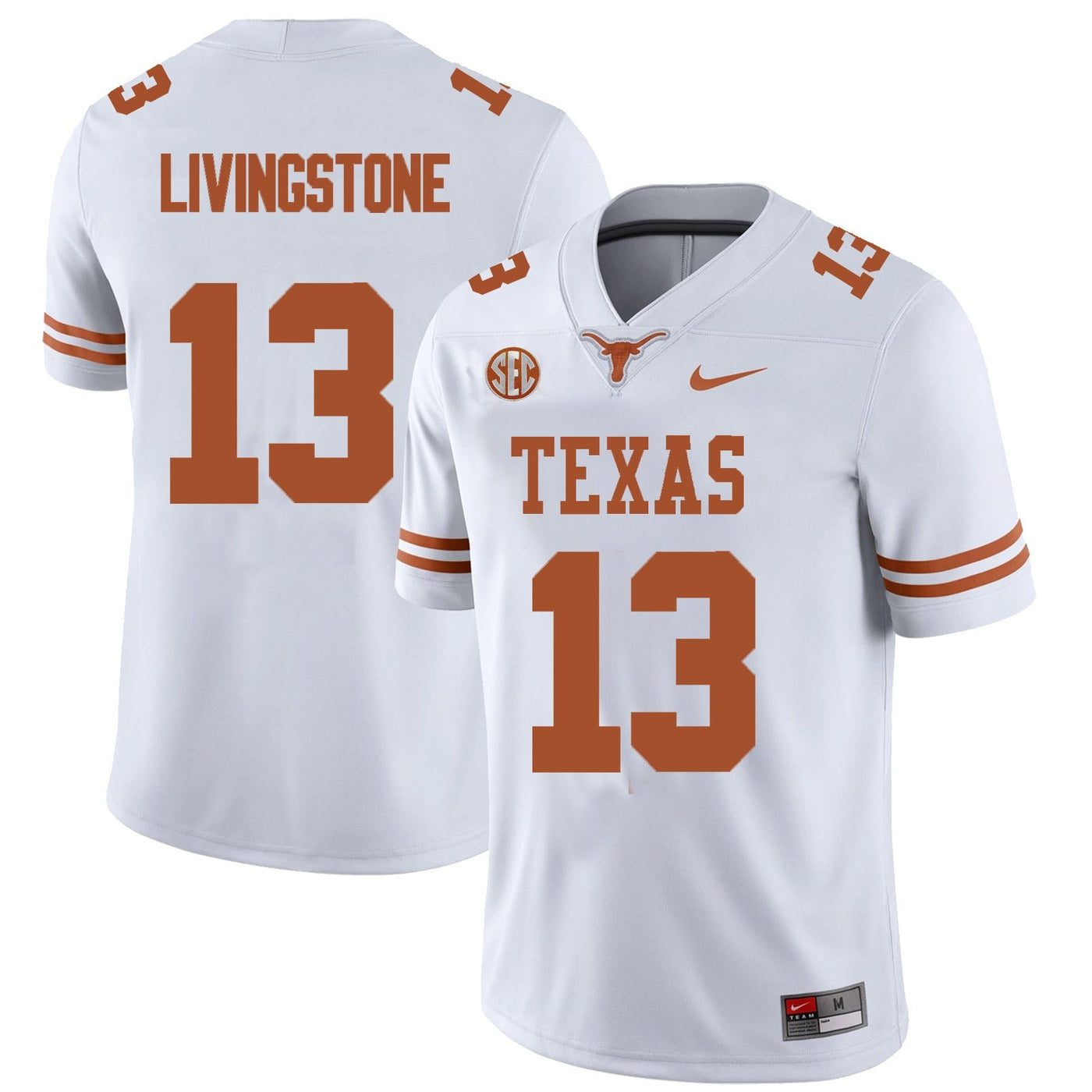 Men’s Texas Longhorns #13 Parker Livingstone College Football Jersey