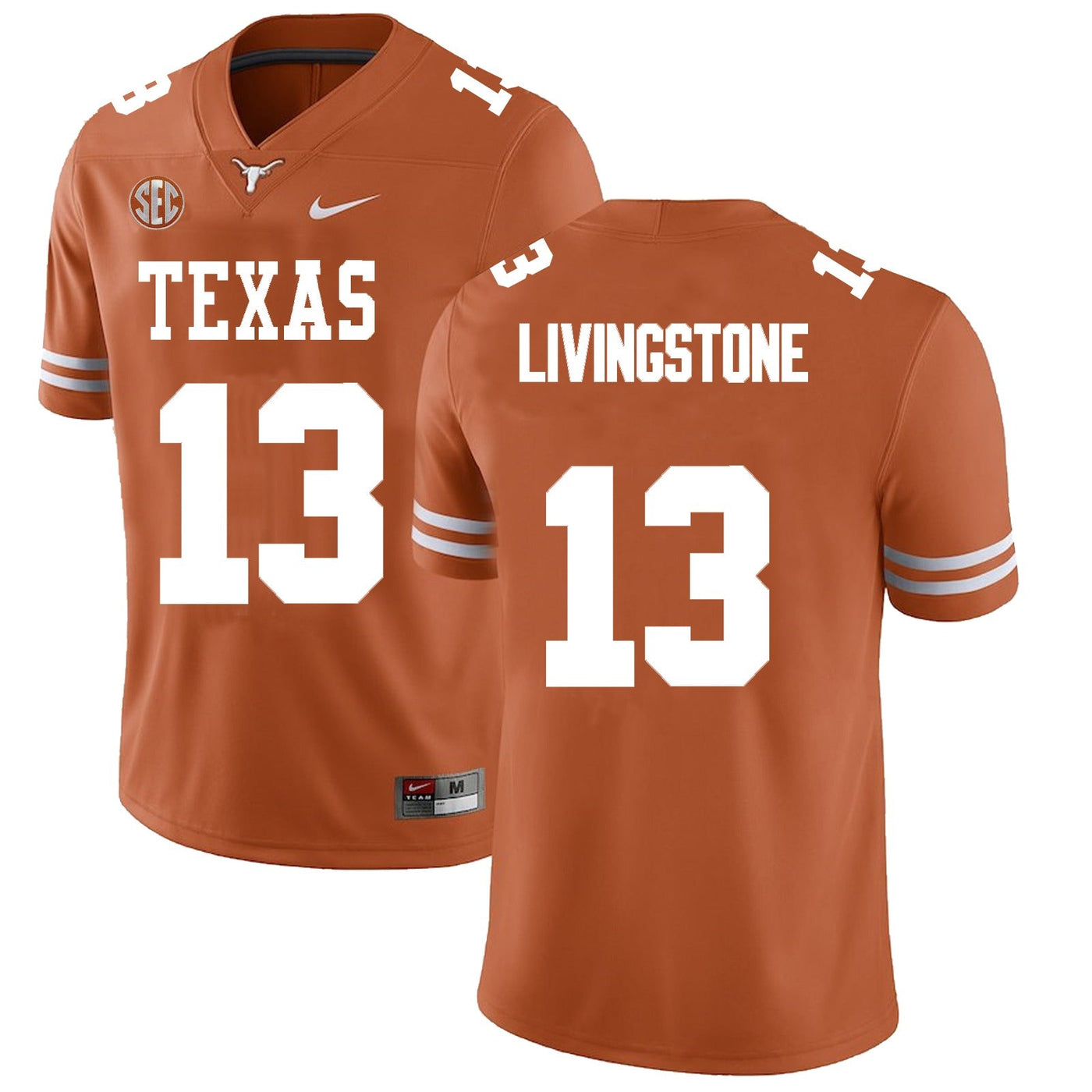Men’s Texas Longhorns #13 Parker Livingstone College Football Jersey