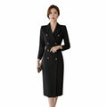 Women's Double Breasted Long Blazer Midi Dress