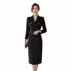 Women's Double Breasted Long Blazer Midi Dress