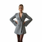 Women's Double Breasted Waist Cinched Blazer Dress