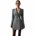 Women's Double Breasted Waist Cinched Blazer Dress