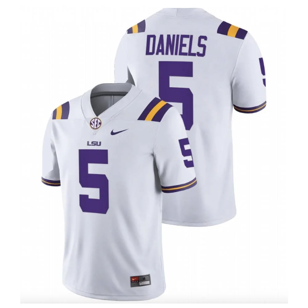 Men's #5 Jayden Daniels LSU Tigers College Football Jersey