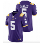 Men's #5 Jayden Daniels LSU Tigers College Football Jersey