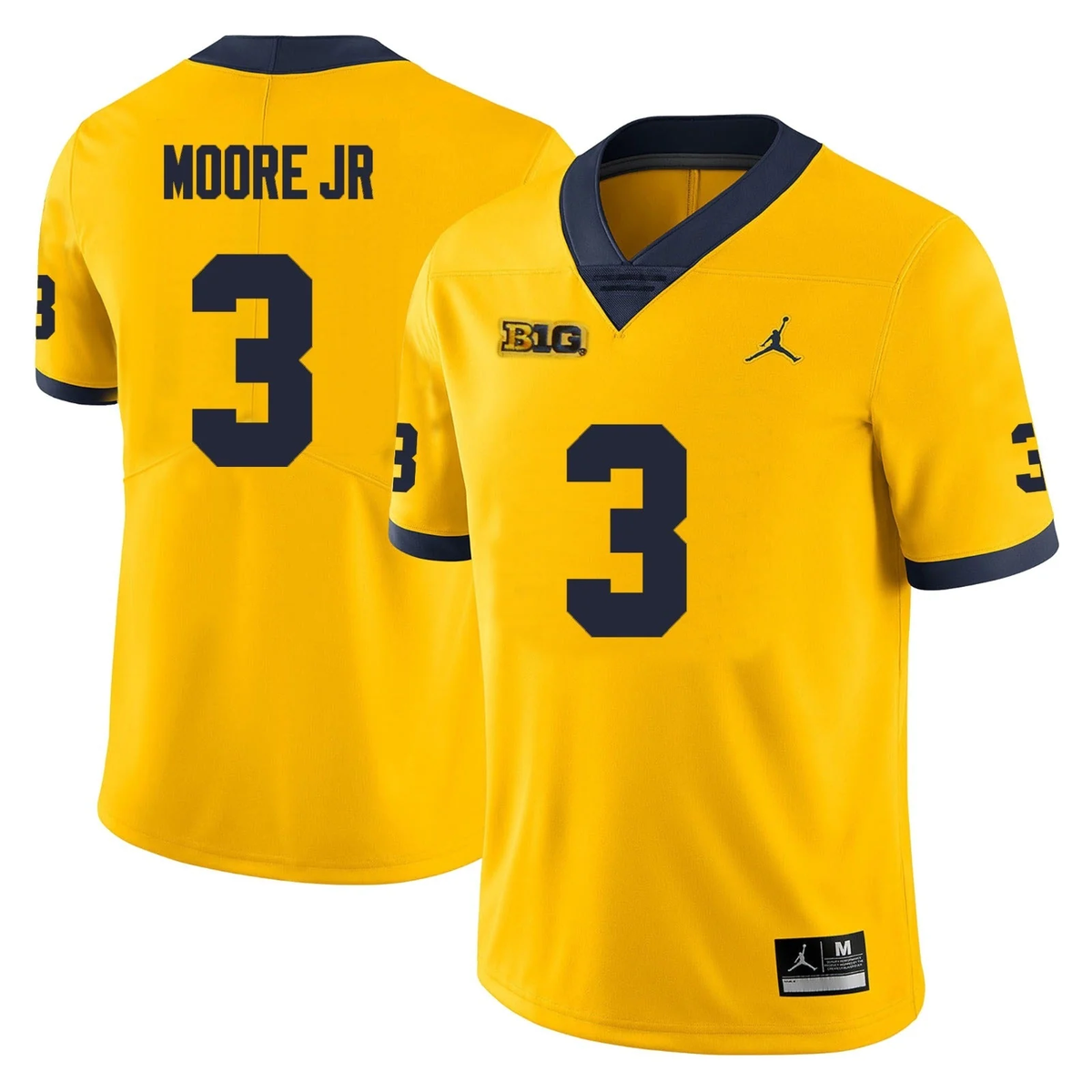 Men's #3 Fredrick Moore JR Michigan Wolverines College Football Jersey