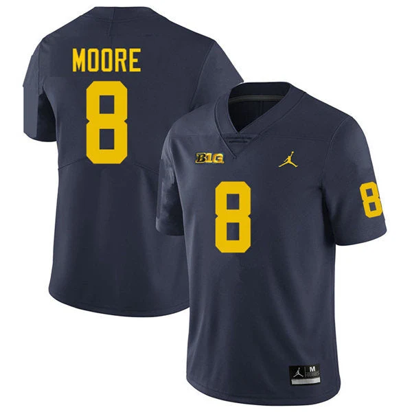 Men's #8 Derrick Moore Michigan Wolverines College Football Jersey