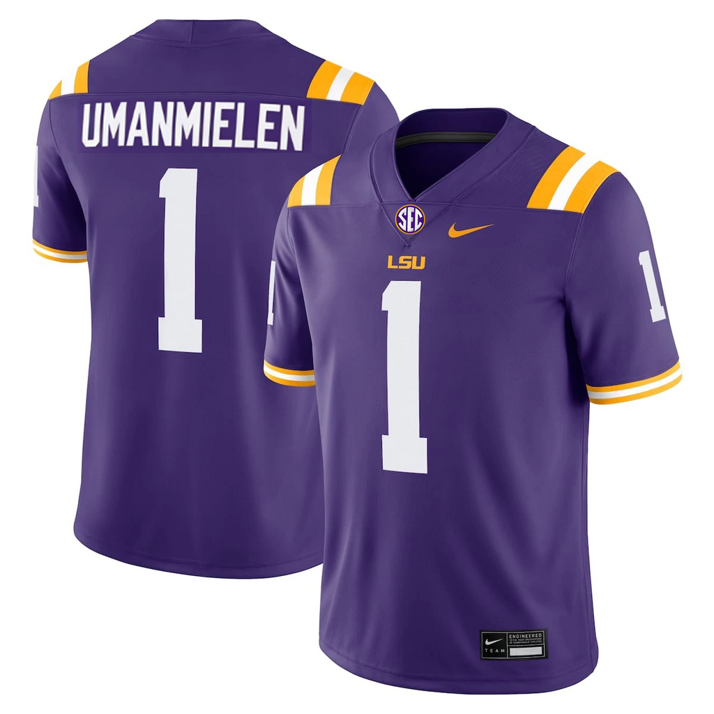 Men's #1 Princewill Umanmielen LSU Tigers College Football Jersey