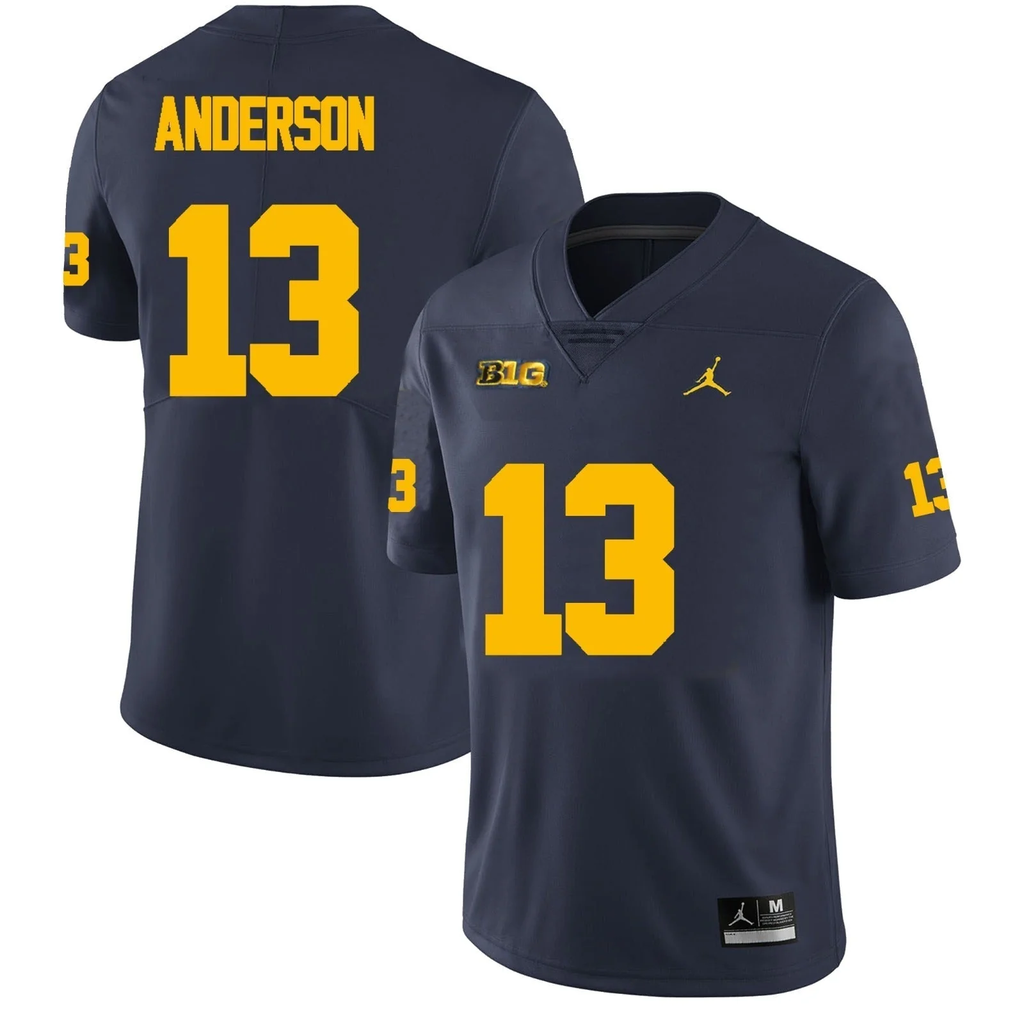Men's #13 Caleb Anderson Michigan Wolverines College Football Jersey