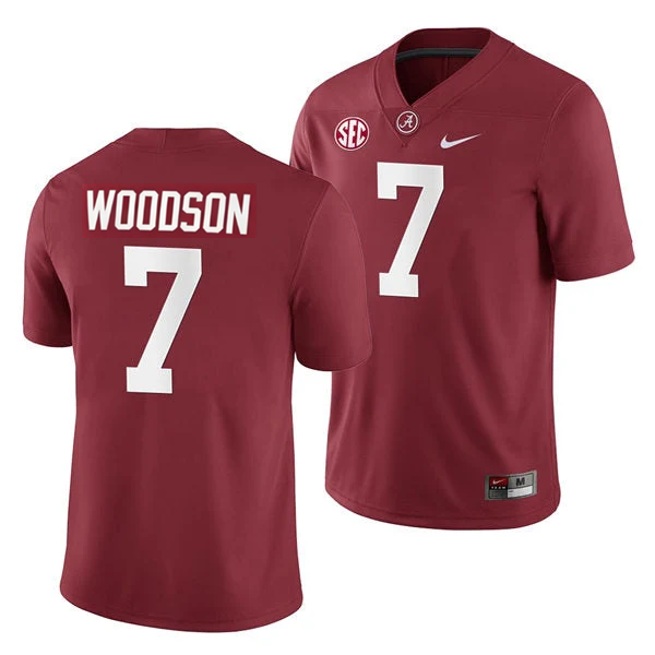 Men's #7 Caleb Woodson Alabama Crimson Tide College Football Jersey