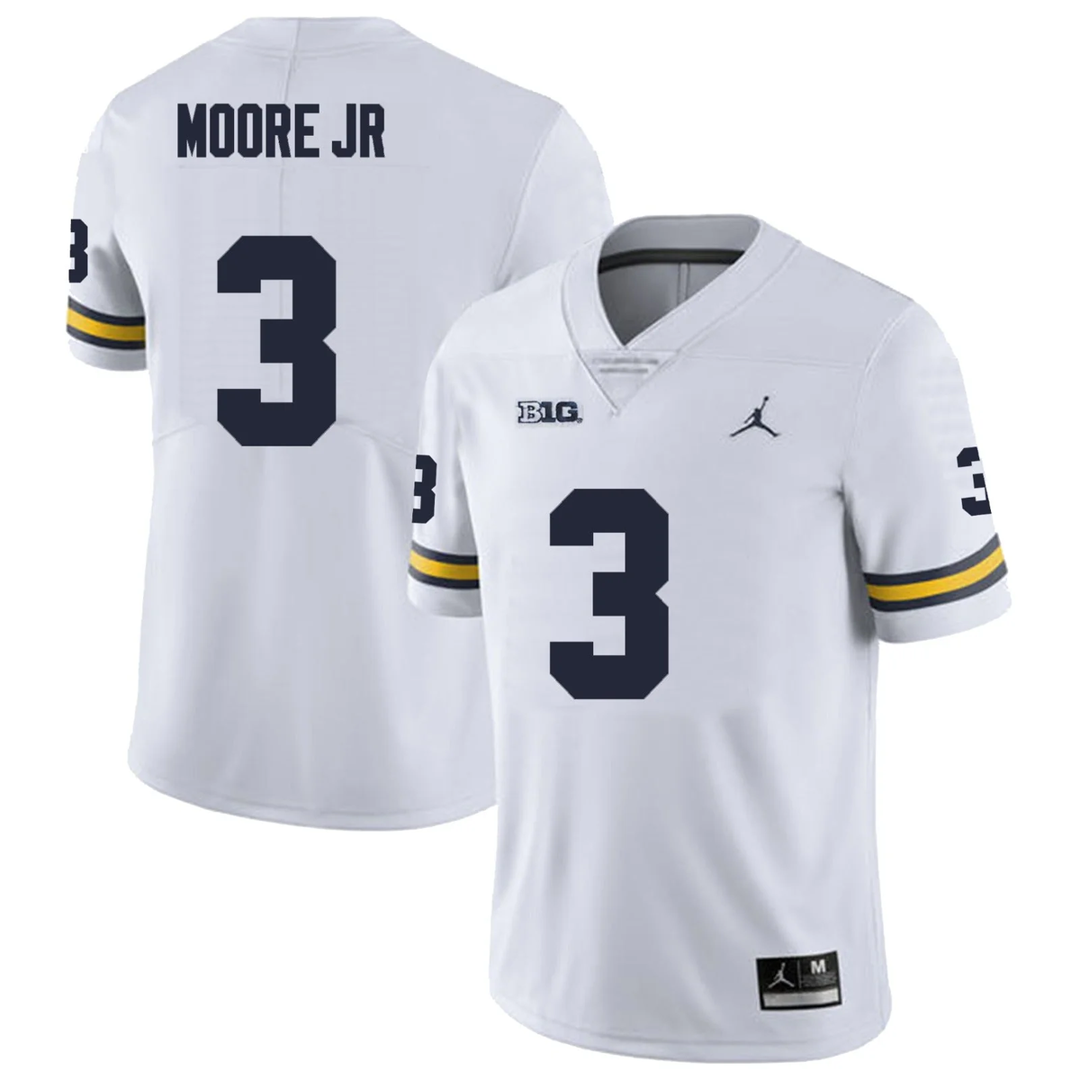 Men's #3 Fredrick Moore JR Michigan Wolverines College Football Jersey