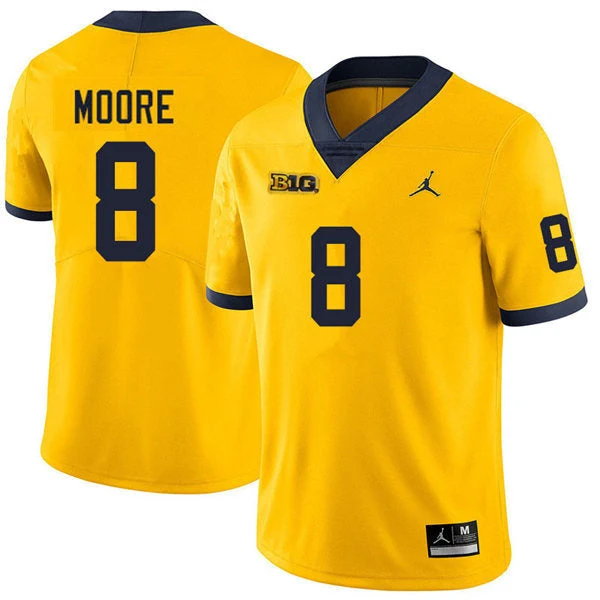 Men's #8 Derrick Moore Michigan Wolverines College Football Jersey