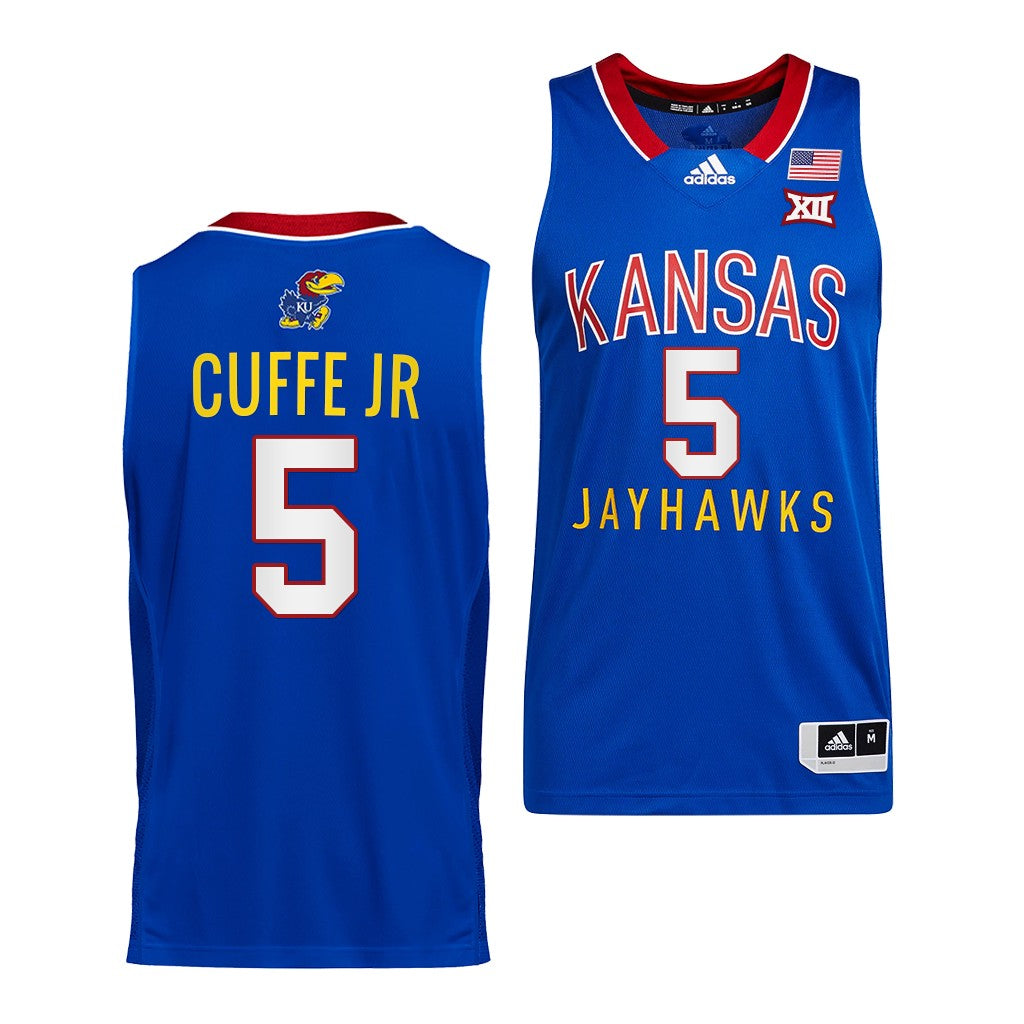 Men's #5 Kyle Cuffe Jr. Kansas Jayhawks College Basketball Jersey