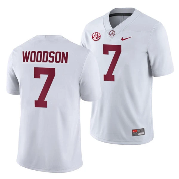 Men's #7 Caleb Woodson Alabama Crimson Tide College Football Jersey