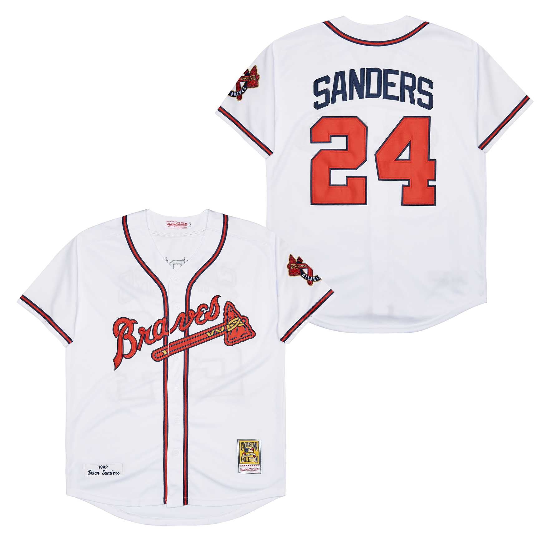 Men's Atlanta Braves #24 Deion Sanders Baseball Jersey