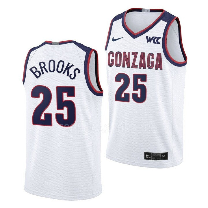 Men's #25 Colby Brooks Gonzaga Bulldogs College Basketball Jersey
