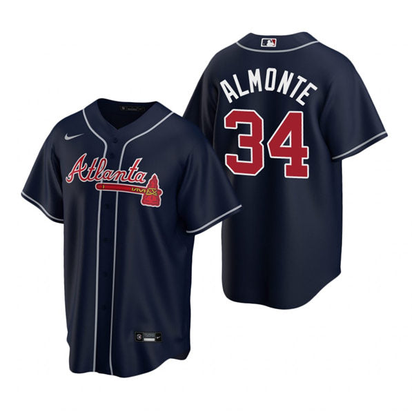 Men's Atlanta Braves #34 Abraham Almonte Baseball Jersey