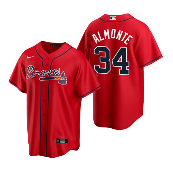 Men's Atlanta Braves #34 Abraham Almonte Baseball Jersey