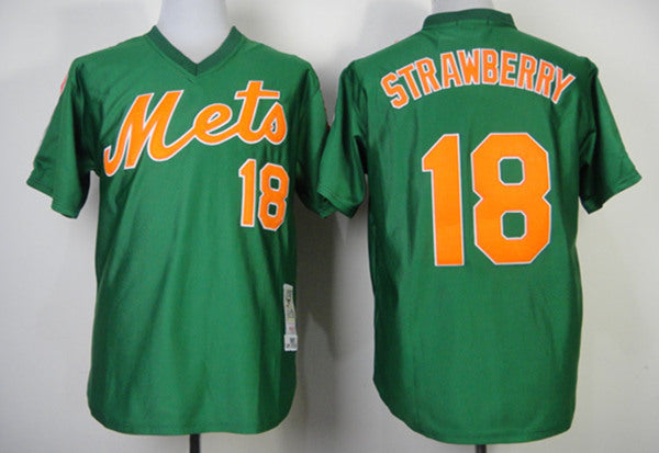 Mens New York Mets Retired Player #18 Darryl Strawberry Baseball Jersey