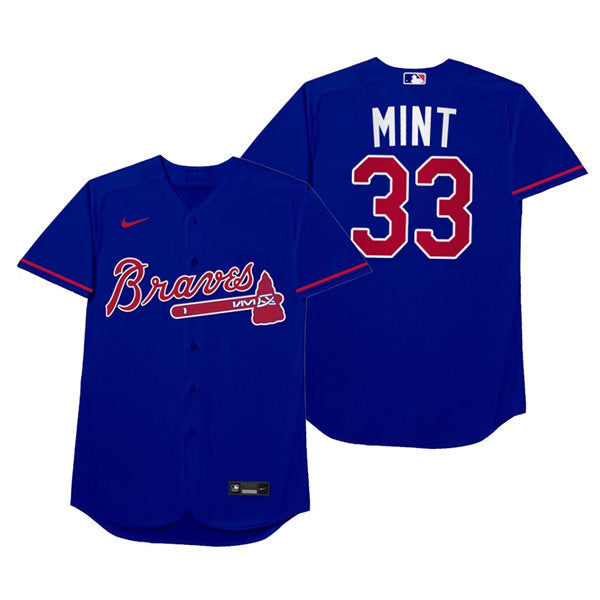 Men's Atlanta Braves #33 A.J. Minter Baseball Jersey