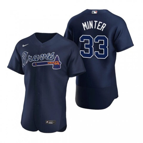 Men's Atlanta Braves #33 A.J. Minter Baseball Jersey