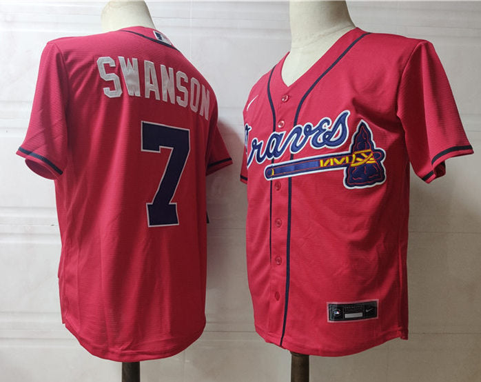 Men's Atlanta Braves #7 Dansby Swanson Baseball Jersey