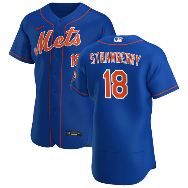 Mens New York Mets Retired Player #18 Darryl Strawberry Baseball Jersey