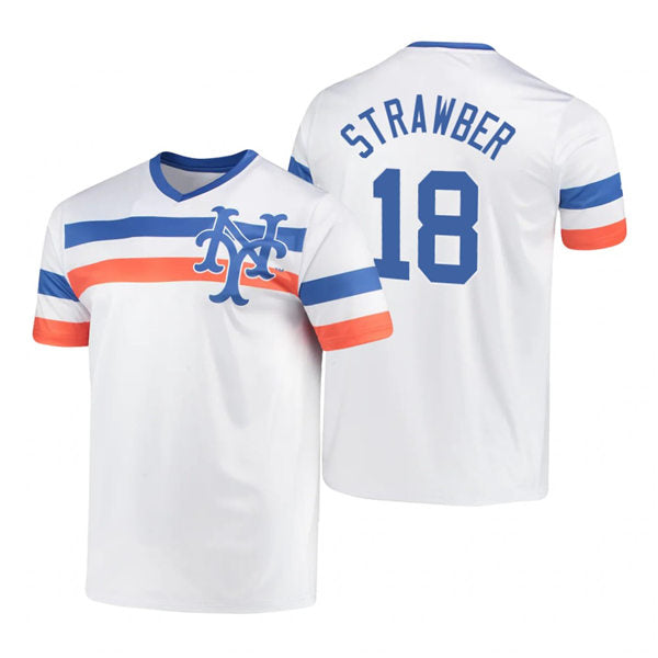 Mens New York Mets Retired Player #18 Darryl Strawberry Baseball Jersey